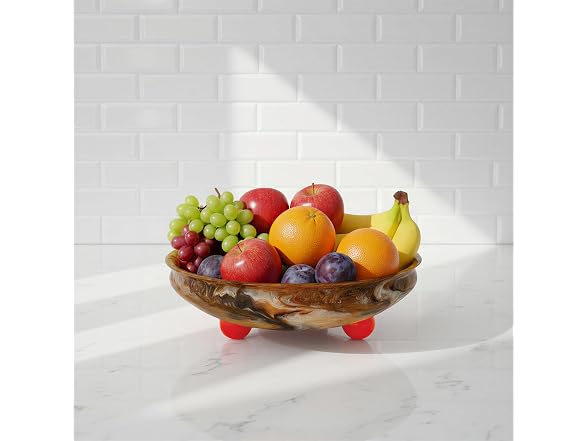 Creative Co-Op Round Marbled Resin Decorative Bowl