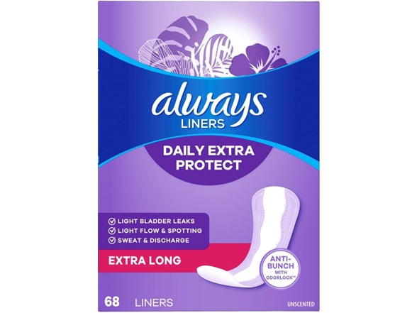 Always Xtra Protection Extra Long Liners 68ct
