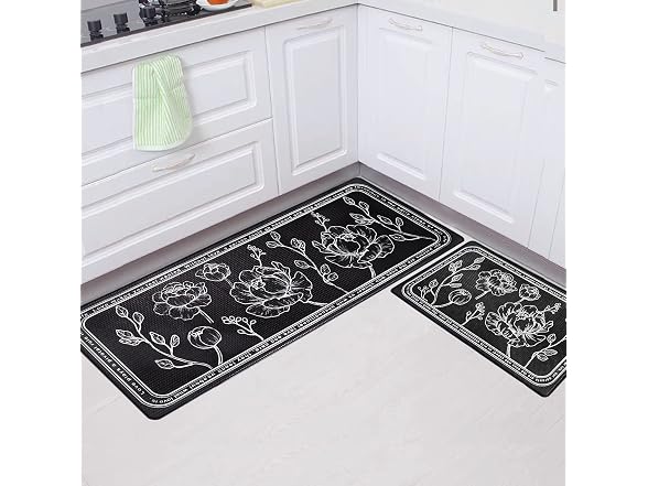 ROTTOGOON Kitchen Floor Mat 2Pk Black