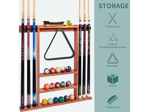 Pool Stick Holder, Wall Mount Pool Cue Rack 