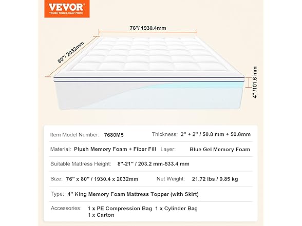 VEVOR Mattress Topper