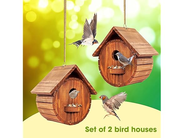 Set of 2 MIXUMON Bird Houses for Outside
