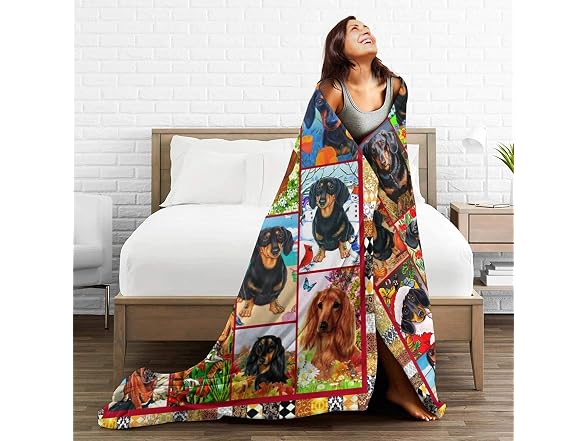 zuxhvia Dachshund Blanket Dog Throw Blanket B
