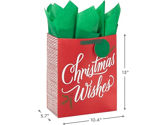 Hallmark 13" Large Christmas Gift Bag with Tissue