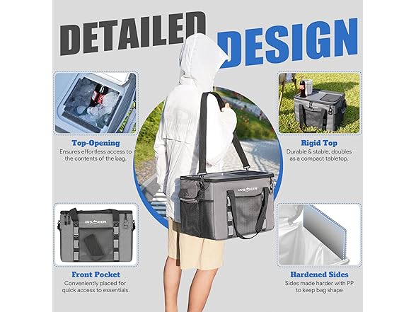 INSMEER Soft Cooler Bag W/ Hard Shell