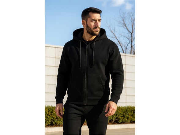 3Pk Mens Heavyweight Fleece-Lined Tech Zip Hoodie