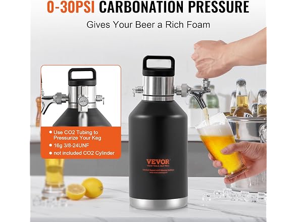 VEVOR Beer Growler Tap System, 128Oz 4L
