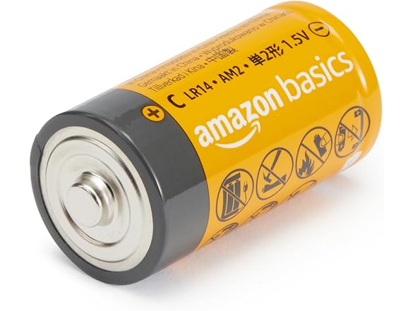 (12 Pack) Amazon Basics C Cell Alkaline All-Purpose Batteries