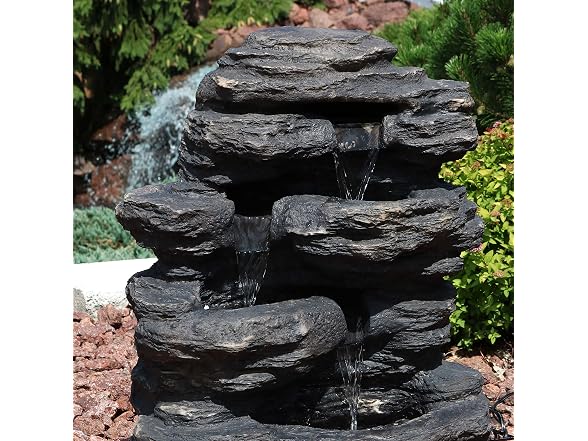 Sunnydaze Decor Rock Falls Fountain Grey - Gallery 6