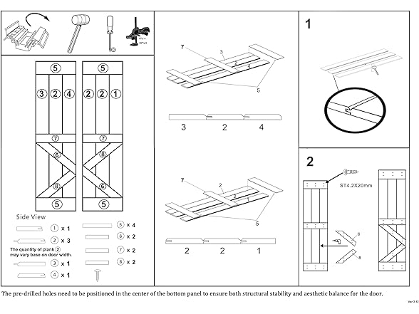38"x84" Wood Barn Door with Hardware