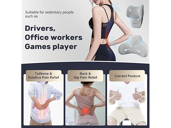 Coverado Lumbar Support and Car Neck Pillow