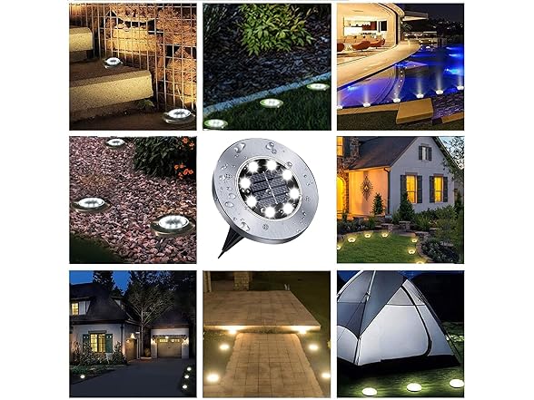 (12 Pack) Rayolon Solar Ground Lights | White