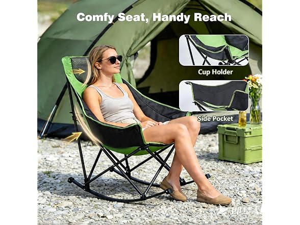 SUNNYFEEL Green Rocking Camping Chair 500lbs