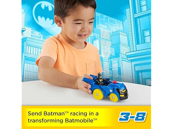 Fisher-Price Batman Toy Head Shifters Batmobile & Figure Set