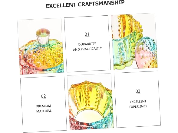 Homoyoyo Colorful Glass Candy Jar w/Lid