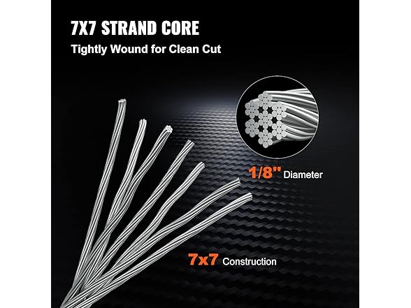 VEVOR T316 Stainless Steel Cable 1/8" 7x7 Steel Wire Rope Cable 500FT
