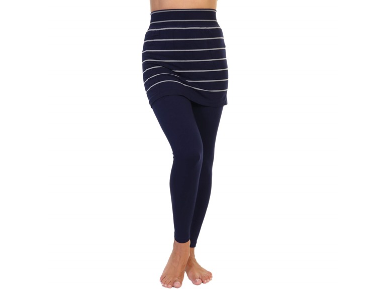 Angelina 021_NAVSTR_1_S-M Small - Medium Blend Mini Skirt Leggings, Regular and Queen Size Navy and Gray Stripes (1 Pack)