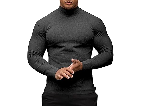 Aulemen Men (M) Mock Turtleneck Long Sleeve Top
