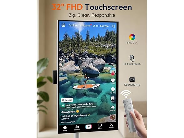 32" Portable Smart TV on Wheels