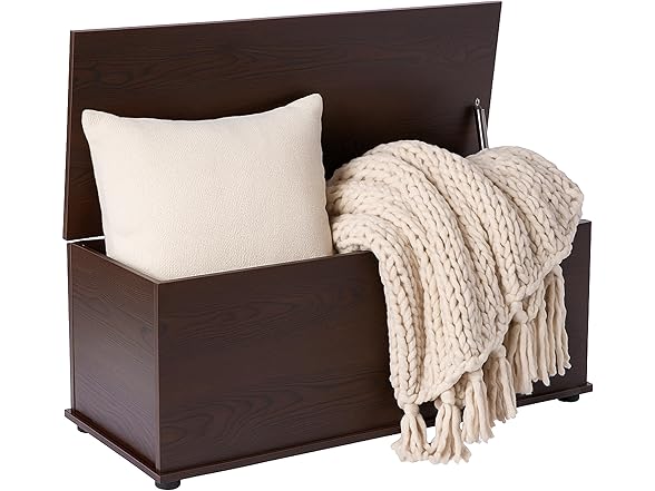 Basicwise Wooden End of Bed Storage Chest Brown