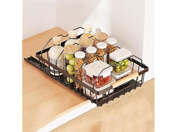 Takywep Pull Out Cabinet Organizer Black