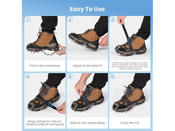 Crampons for Shoes with 28 Stainless Steel Spikes