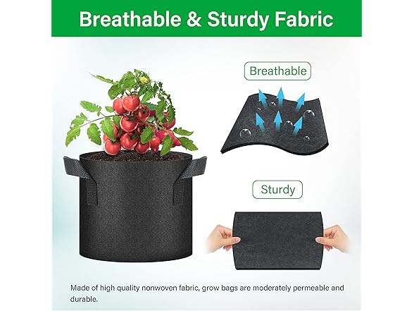 YSSOA YSSOA 10-Pack 3 Gallon Grow Bags, Tomoat