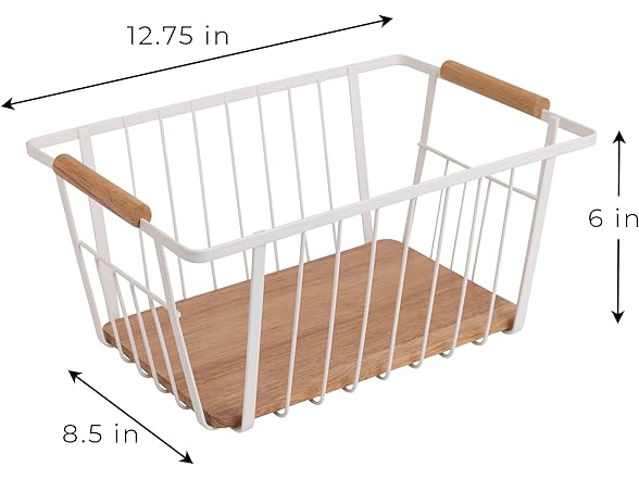 Smart Design Wood and Steel Wire Basket