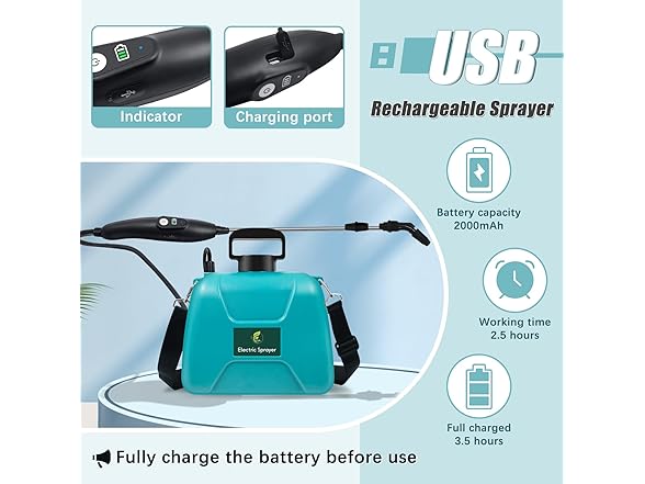 2 Gallon Battery Powered Garden Sprayer
