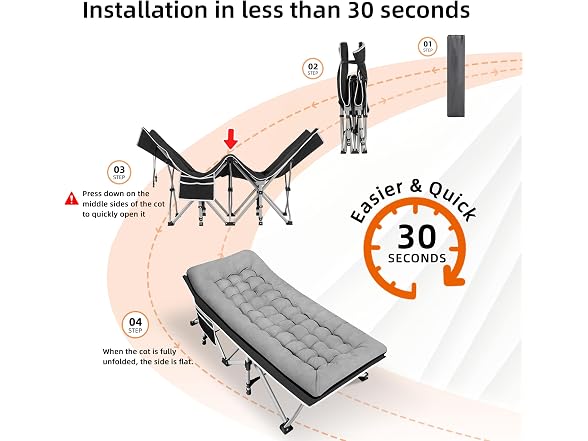 Fragess Portable Camping Cot 28" Wide