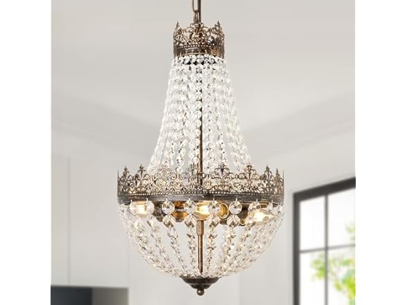 VerRon Crystal Chandelier, Antique French 4-Light