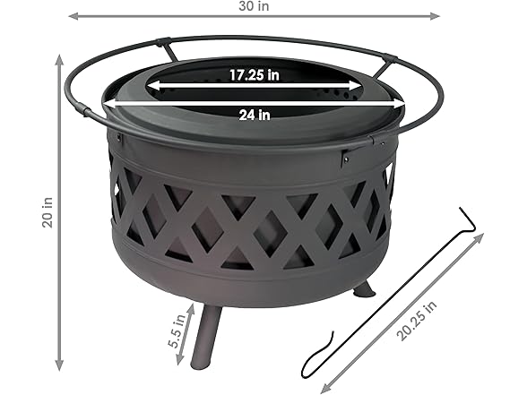 Sunnydaze 30-Inch Crossweave Smokeless Wood-Burning Fire Pit