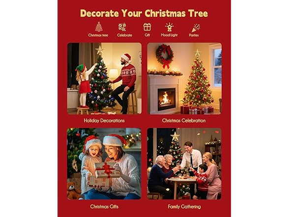 Brightown Christmas Star Tree Topper with Snowflake Projector
