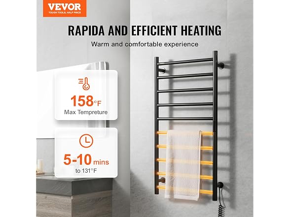 VEVOR 10 Bars Towel Warmer Rack, 120V