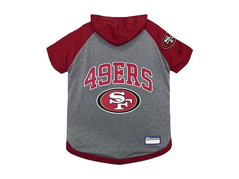 Pets First NFL San Francisco 49ers Hoodie for Dogs & Cats. | NFL Football Licensed Dog Hoody Tee Shirt, Large| Sports Hoody T-Shirt for Pets | Licensed Sporty Dog Shirt