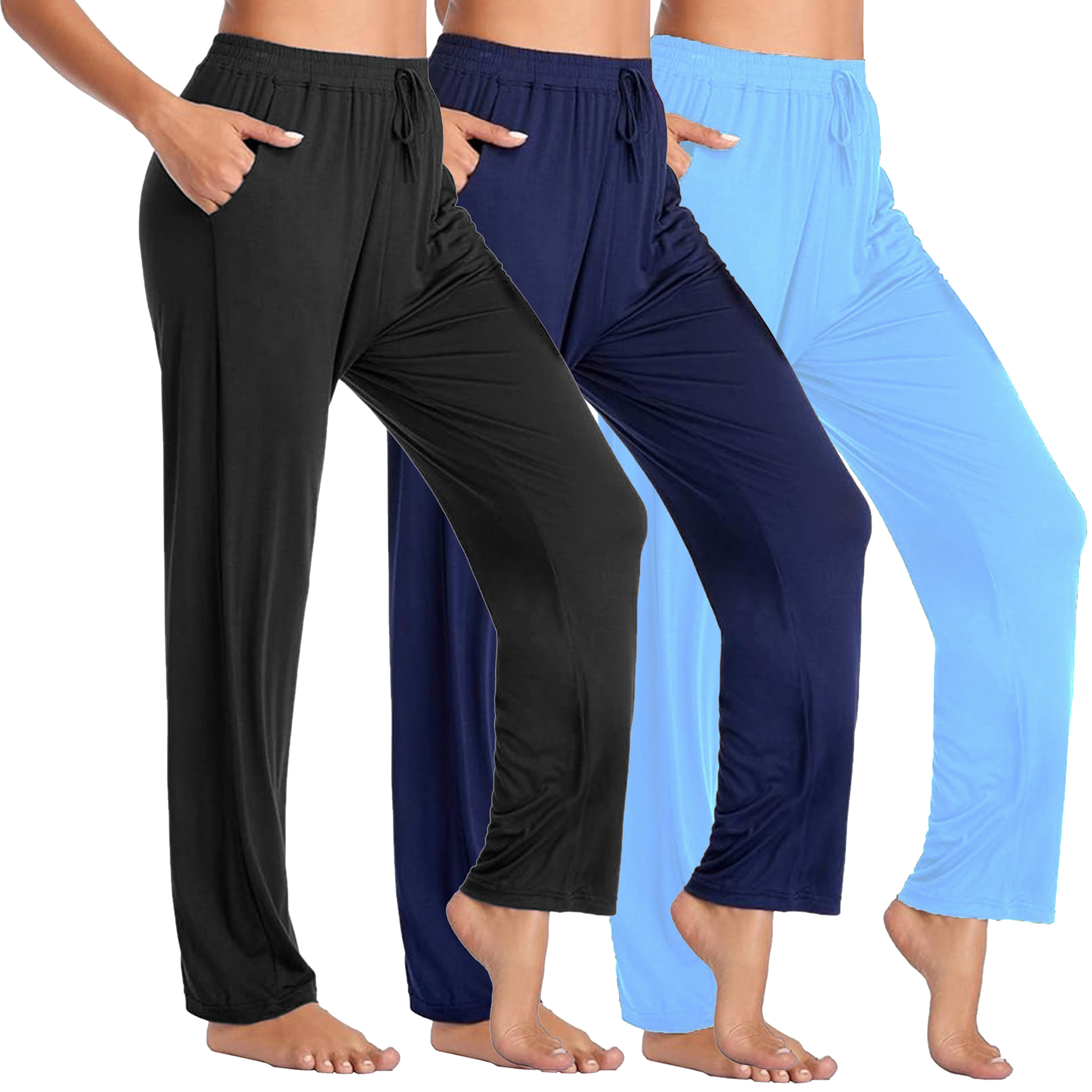 3Pk Womens Loose Fit Lounge Pants - Gallery 10