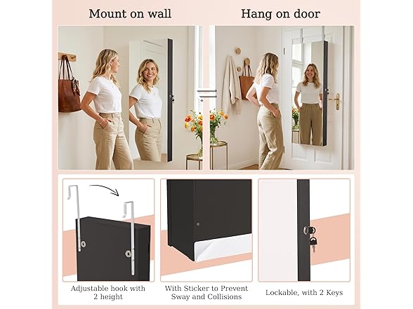 Black Jewelry Armoire Organizer