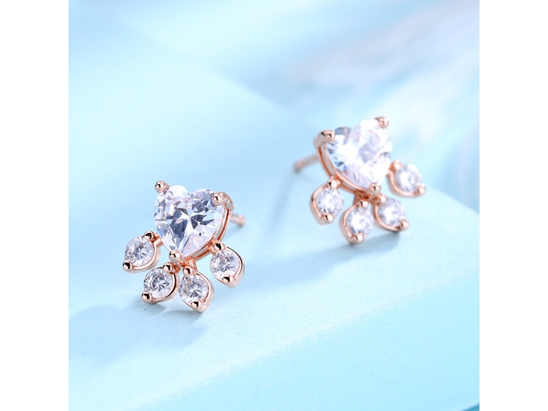 AAA IGT-DAAS-DEBS5974-R Sterling Silver Crystal Paw Earrings Rose Gold 