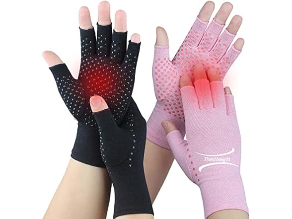 2 Pairs Arthritis Gloves for Pain Relief Med