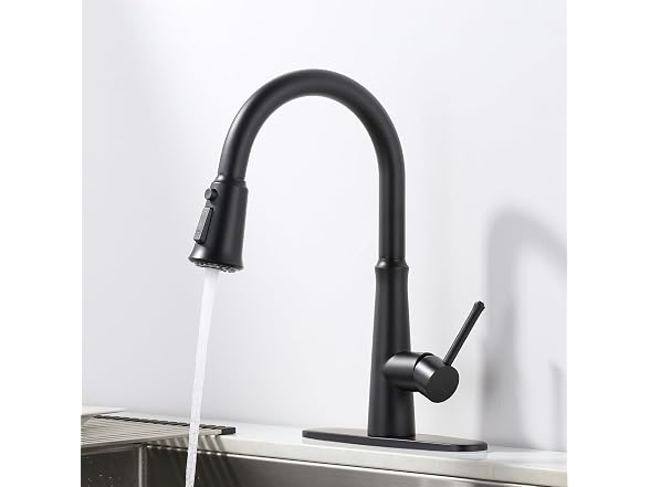 WOWOW Matte Black Kitchen Faucets with Pull Down Sprayer