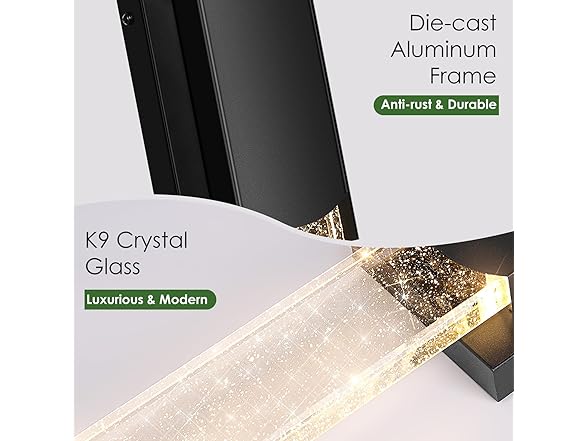 BesLowe 35.3in Wall Lights w/ Crystal Bubble, 2 Pk