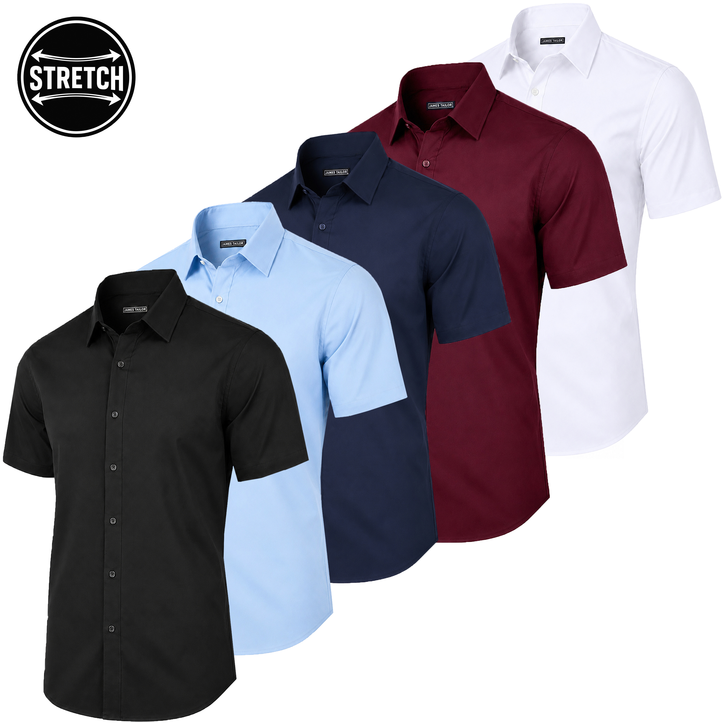 5Pk Mens S/S Stretch Dress Shirt - Gallery 17