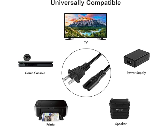 AC Power Cord - 5ft 2-Prong Cable