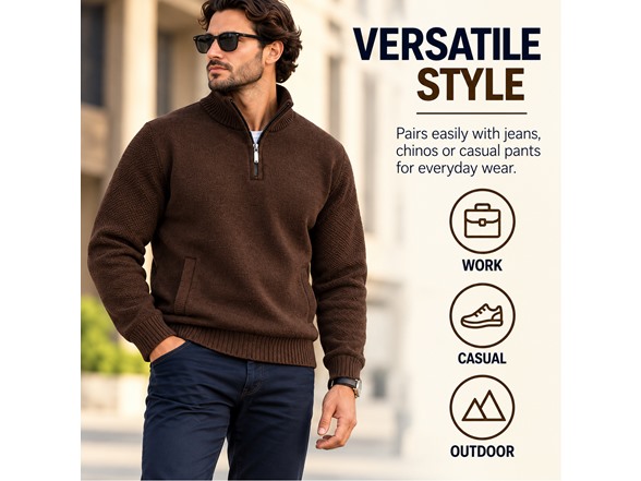 3Pk Mens Fleece Quarter Zip Sweaters