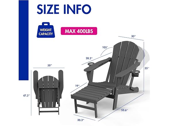 BRIOPAWS Folding Adirondack Chair - Gallery 3