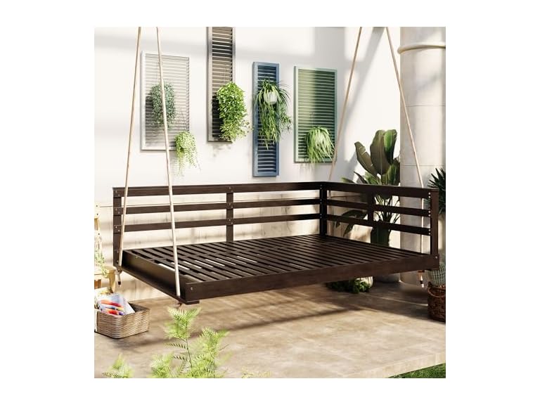Merax N717P265860D Merax 80" Acacia Wood Porch Sw