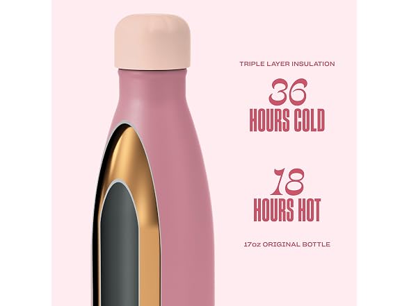 S'well Stainless Steel Water Bottle, 17oz, Dusty Pink