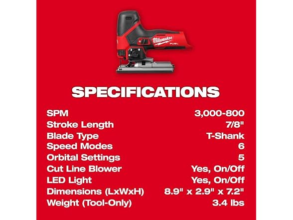 Milwaukee 2545-20 M12 12V Fuel Lithium-Ion Jig Saw