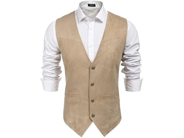 Coofandy Men (S) Western Vest Suede Cowboy Vest