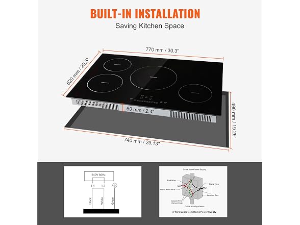 VEVOR Electric Cooktop, 4 Burners, 30''